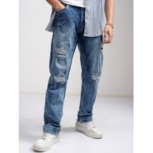 HIGHLANDER Men's Straight Fit Mildly Distressed Light Fade Stretchable Jeans