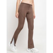 EVERDION Brown Side Slit Flare Tights