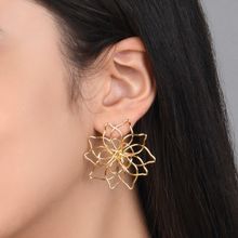 Toniq Stylish Gold Plated Statement Floral Stud Earings for Women