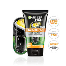 Garnier Men Turbo Bright Anti-Pollution Double Action with Charcoal and Vitamin C Face Wash