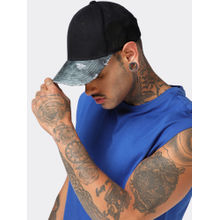 Bewakoof Unisex Black Shadow Jaw Printed Distressed Acid Wash Baseball Cap