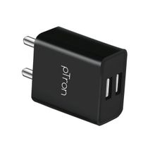 pTron Volta Dual Port 12W Fast Charging USB Charger Adapter, Multi-Layer Protection - Black