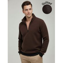 RIGO Brown Textured High Neck Oversized Sweatshirt