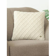 PLUCHI Shannon Natural Off White Cotton Knitted Cushion Cover (16 x 16 Inches)