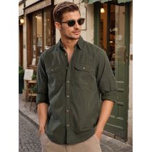 Bene Kleed Olive Cotton Full Sleeves Shirt