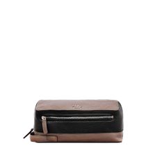 Eske Brut Leather Travel Pouch With Spacious Compartment, Grey Black Bahamas