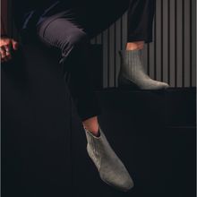 Saint G Ollie Grey Croco Print Suede Leather Chelsea Boots