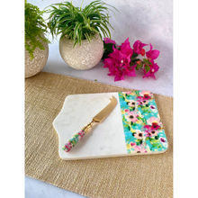 Faaya Gifting Marble Cheeseboard With Cheese Knife - Aqua Garden