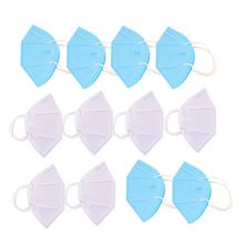Fabula Pack of 12 KN95/N95 Anti-Pollution Reusable 5 Layer Mask (Blue,White)
