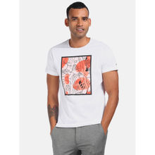 Arrow Newyork Men White Round Neck Graphic Print T-Shirt