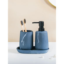 Nestasia Set of 3 Ceramic Soap Dispenser with Toothbrush Holder and Tray