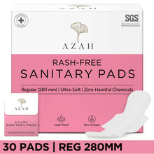 AZAH Sanitary Pads for Women (Pack of 30 Regular) 100% Rash-Free Cotton Sanitary Napkins
