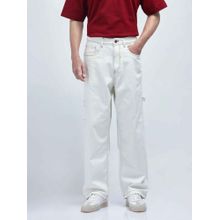 Rare Rabbit White Solid Loose Fit Jeans