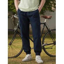 Bewakoof Men's Navy Blue Oversized Cargo Jogger Pants