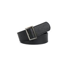 Celtic Classic Black Men Leather Belt with Sleek Rectangular Buckle