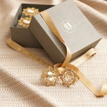 Pure Home + Living Set of 4 Gold Bejeweled Napkin Rings