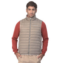 WOODLAND Mens Solid Sleeveless Brown Jacket