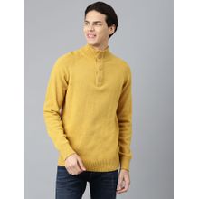 WOODLAND Mens Solid Full Sleeves Yellow Sweater
