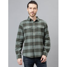 WOODLAND Mens Checks Full Sleeves Green Casual Shirt