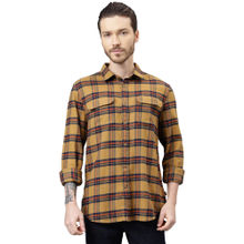 WOODLAND Mens Checks Full Sleeves Mustard Casual Shirt
