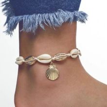 Fabula Jewellery Gold & White Sea Shell Bohemian Beach Fashion Anklet (Single Piece)