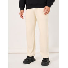 Styli Men Cream Solid Carpenter Fit Open Hem Trackpant