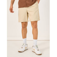 Styli Men Beige Regular Fit Tailored Shorts with Turn Up Hem Detail