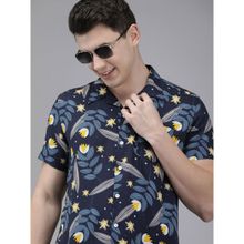THE BEAR HOUSE Mens Blue Hawaiian Short Sleeves Shirt