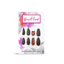 Secret Lives Dark Brown Color with Translucent Leopard Print Press On Nails