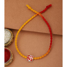 Carlton London 925 Sterling Silver Enamelled OM with Colourful Rakhi