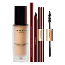 Charmacy Milano CMC Matte Foundation - 02 + Power Lash Mascara + Ultra Thin Stroke Pen 03 Combo