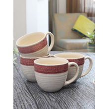 MIAH Decor Pottery Ceramic Glazed Coffee Mugs Cum Serving Tea Cups Set, 320ml, Set Of 4