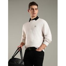 Tommy Hilfiger Men Off White Solid Sweatshirt