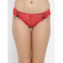 N-Gal Women's Sheer Lace Adjustable Waist Panty - Red