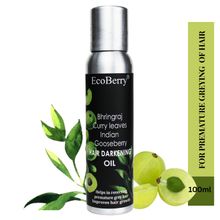 Ecoberry Hair Oil - with Bhringaraj Curry Leaves Indian Gooseberry for Hair Darkening
