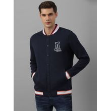 Allen Solly Men Navy Stylized Neck Full Sleeves Formal Sweatshirt