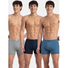 Jockey 8008 Men Cotton Solid Boxer Brief - Navy, Stellar and Grey Melange (Pack Of 3)