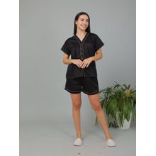 BREATH:ABLES Women Cotton Co-Ord Set Night Wear Black