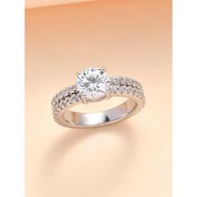 Ornate Jewels 925 Sterling Silver American Diamond Solitaire Ring for Women