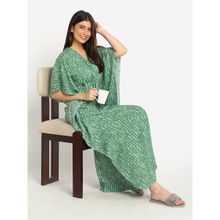 Sweet Dreams Green Printed Regular Fit Kaftan Night Dress