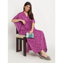 Sweet Dreams Purple Printed Regular Fit Kaftan Night Dress