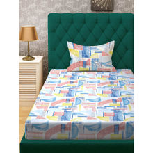 Rosara Home Microfiber Blue Ethnic 180 Tc Single Bedsheet with Pillow Covers