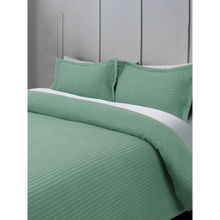 Rosara Home Green Solid Waffle Queen Bed Cover with 2 Pillow Covers
