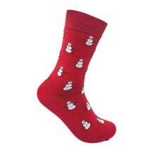 Mint & Oak Mr. Snowman Crew Socks - Red (Free Size)