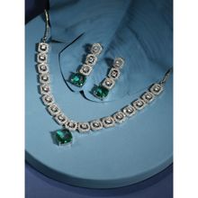 Zaveri Pearls Green Dazzling CZ Brass Party Necklace & Earring Set - ZPFK16478