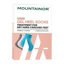 MOUNTAINOR Silicone Gel Heel Socks For Dry Hard Cracked Heel Repair Pad - Pink, Blue & Grey