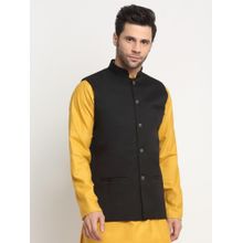 Kraft India Mens Twill Cotton Black Nehru Jacket
