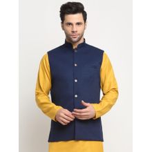 Kraft India Mens Twill Cotton Navy Blue Nehru Jacket