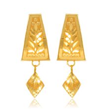 Senco 22K Yellow Gold Leaf Decor Gold Drop Earrings