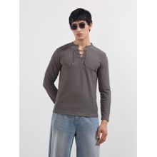 The Indian Garage Co Men Grey Textured T-Shirt